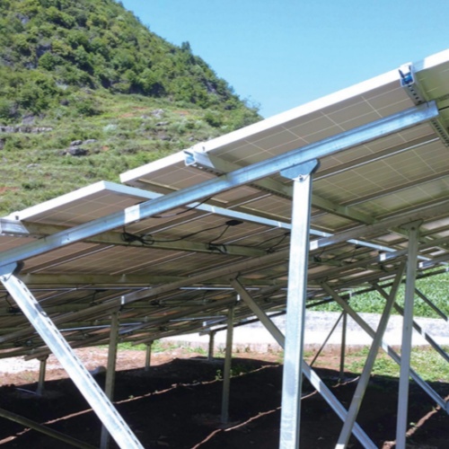 Fixed PV mounting structure installed on sloped terrain
