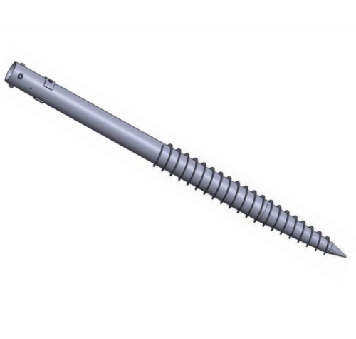 Ground screw anchor with continuous helix and pointed tip