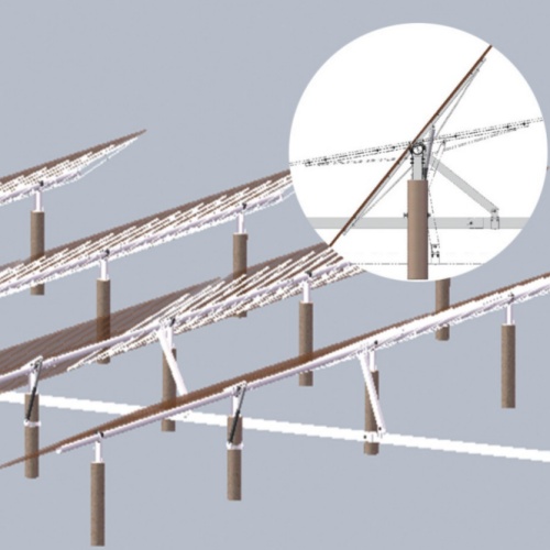 Single-axis solar tracking structure with drive-post detail