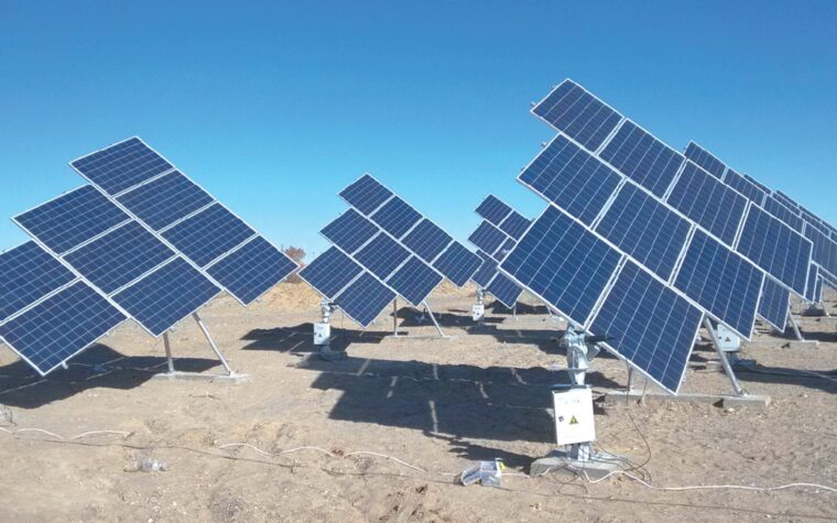 Single-axis solar tracking array with drive units