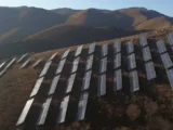 Photovoltaic mounting installed across mountainous terrain