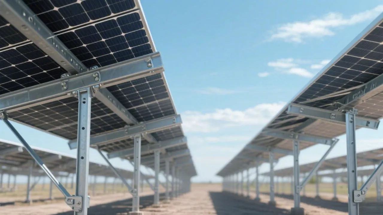 Solar mounting structures installed in a ground-mounted PV array