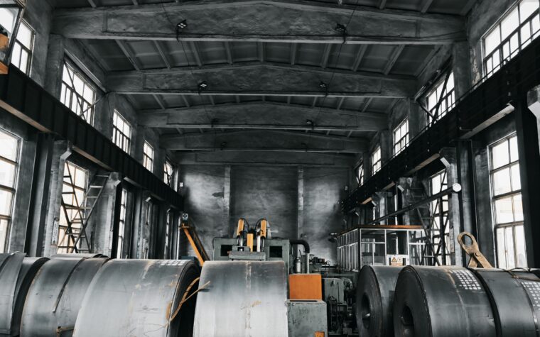 Steel coil processing workshop interior