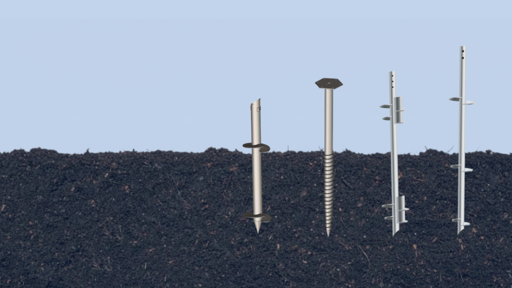 Ground screw pile product range presented against a representative soil profile
